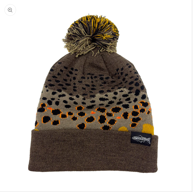 Rep Your Waters Knit Hat — Merino Blend — Pom Pom — Braun Trout Skin
