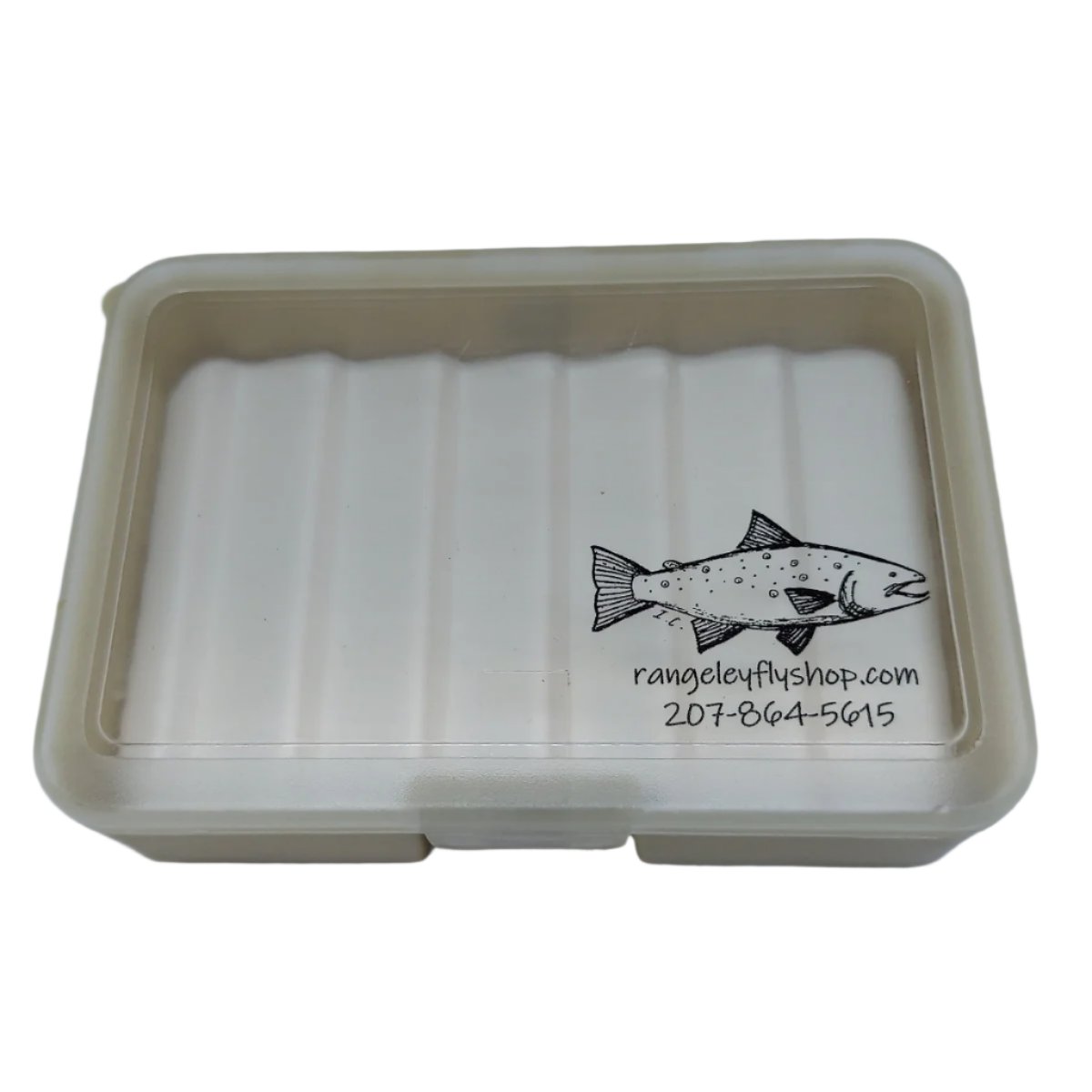 Kleine bräunliche Flybox mit Logo